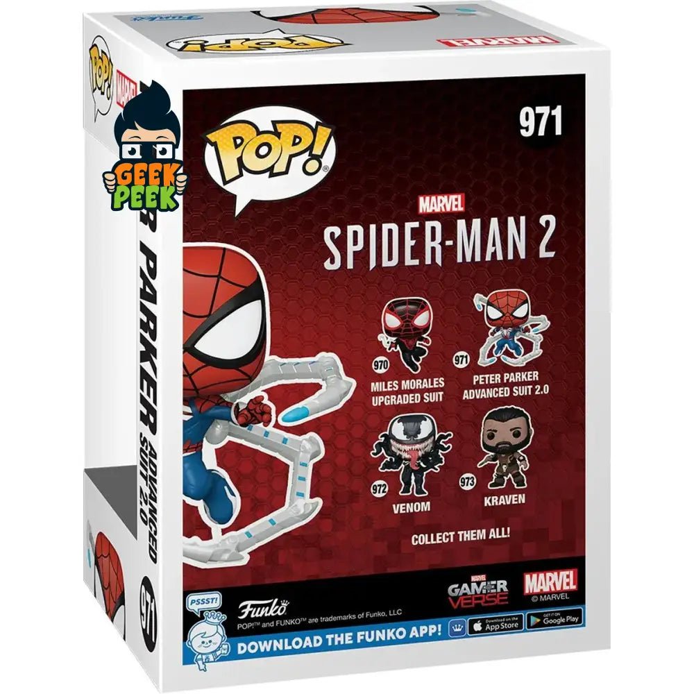 Spider - Man 2 Game Peter Parker Advanced Suit 2.0 Funko Pop! Vinyl Figure #971 - GeekPeek